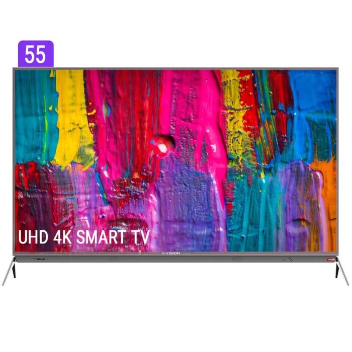 تصویر تلویزیون 55 اینچ ایکس ویژن مدل XKU645 با کیفیت تصویر 4K Ultra HD و طراحی مدرن